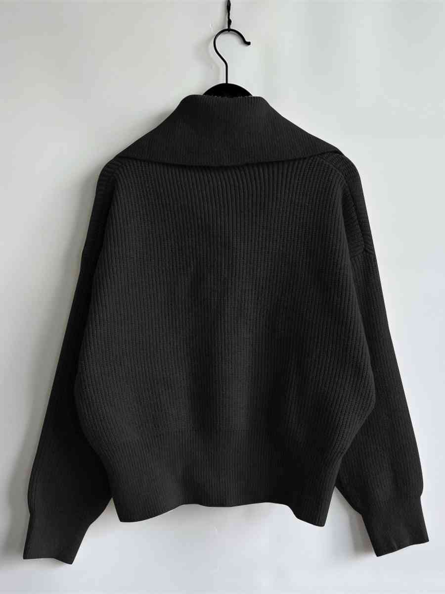 Statement Collar Half Button Sweater - Deals DejaVu