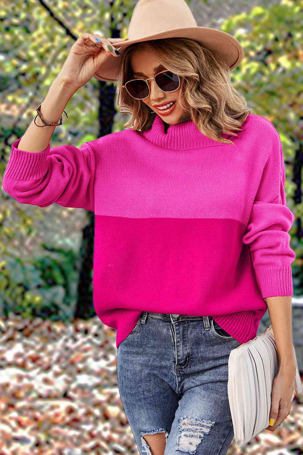 Turtleneck Long Sleeve Sweater - Deals DejaVu