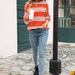 Striped Balloon Sleeve Knit Pullover - Deals DejaVu