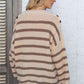 Round Neck Dropped Shoulder Striped Sweater - Deals DejaVu