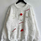 Pearl Detail Round Neck Long Sleeve Sweater - Deals DejaVu
