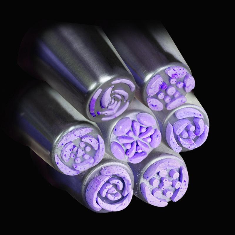 8Pcs Pastry Nozzles Stainless Steel Metal Cream Russian Piping Tips Icing Piping Nozzles Cake Decorating Tools (AK2)