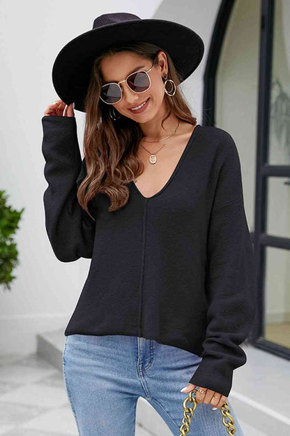 V-Neck Center Seam Sweater - Deals DejaVu