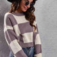Color Block Round Neck Dropped Shoulder Sweater - Deals DejaVu