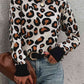Leopard Round Neck Dropped Shoulder Sweater - Deals DejaVu