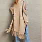 Double Take Geometric Fringe Hem Open Front Duster Cardigan