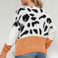 Plus Size Leopard Round Neck Long Sleeve Sweater - Deals DejaVu