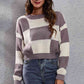 Color Block Round Neck Dropped Shoulder Sweater - Deals DejaVu
