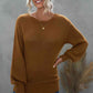 Double Take Tied Balloon Sleeve Round Neck Sweater