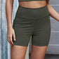 Exposed Seam Decorative Button Yoga Shorts