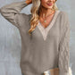 Contrast V-Neck Sweater - Deals DejaVu