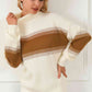 Contrast Turtleneck Long Sleeve Sweater - Deals DejaVu