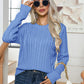 Cable-Knit Round Neck Long Sleeve Sweater