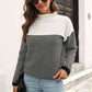 Two-Tone Mock Neck Dropped Shoulder Pullover Sweater - Deals DejaVu