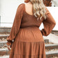 Plus Size Smocked Square Neck Tiered Dress