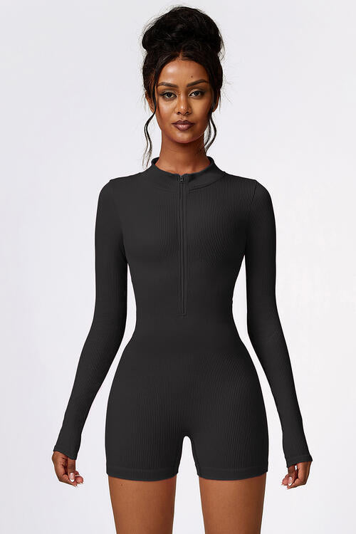 Half Zip Long Sleeve Active Romper