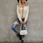 Collared Neck Long Sleeve Cardigan - Deals DejaVu