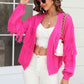 Double Take Fringe Trim Open Front Cardigan