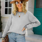 Chevron Ribbed Trim Dropped Shoulder Knit Pullover