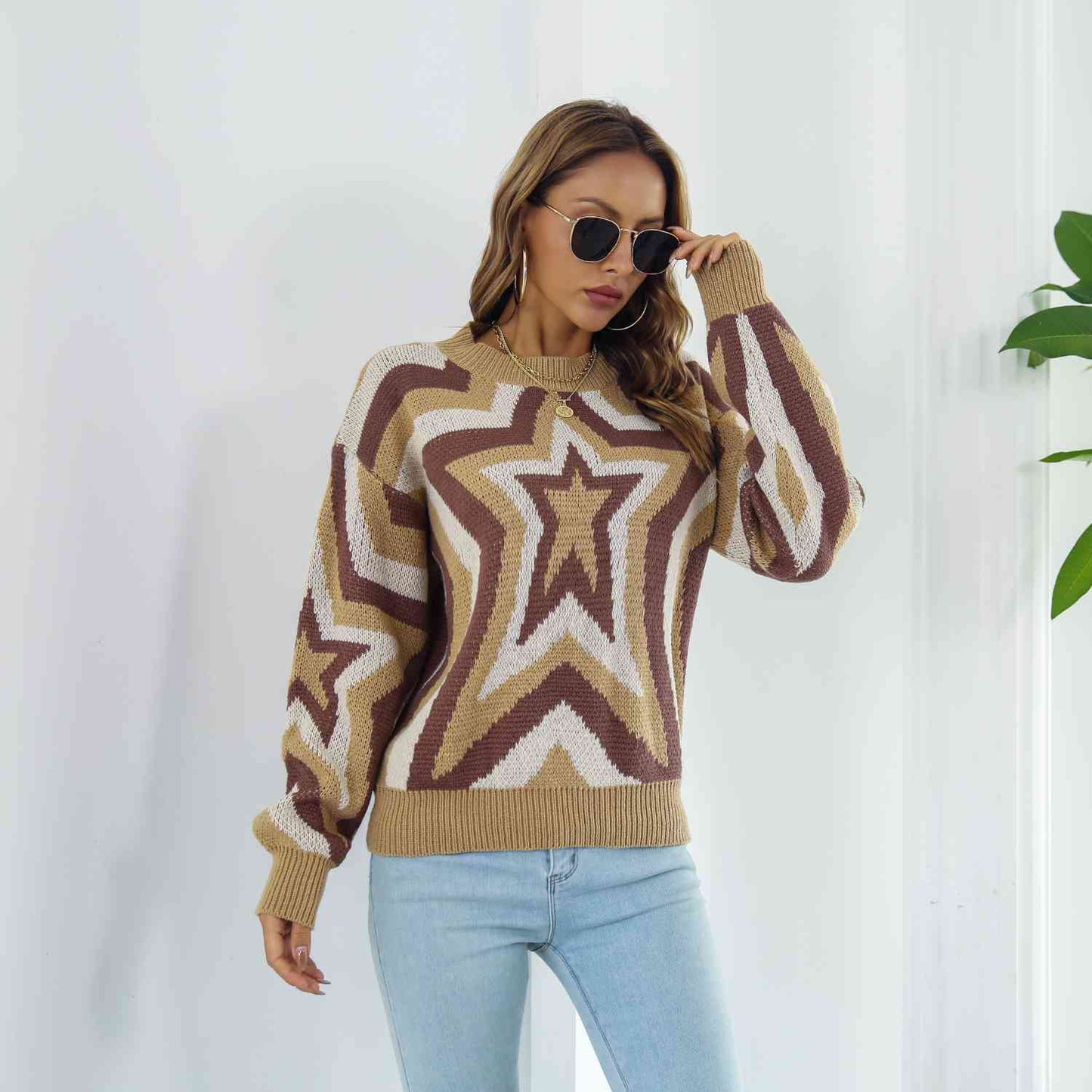 Star Dropped Shoulder Sweater - Deals DejaVu