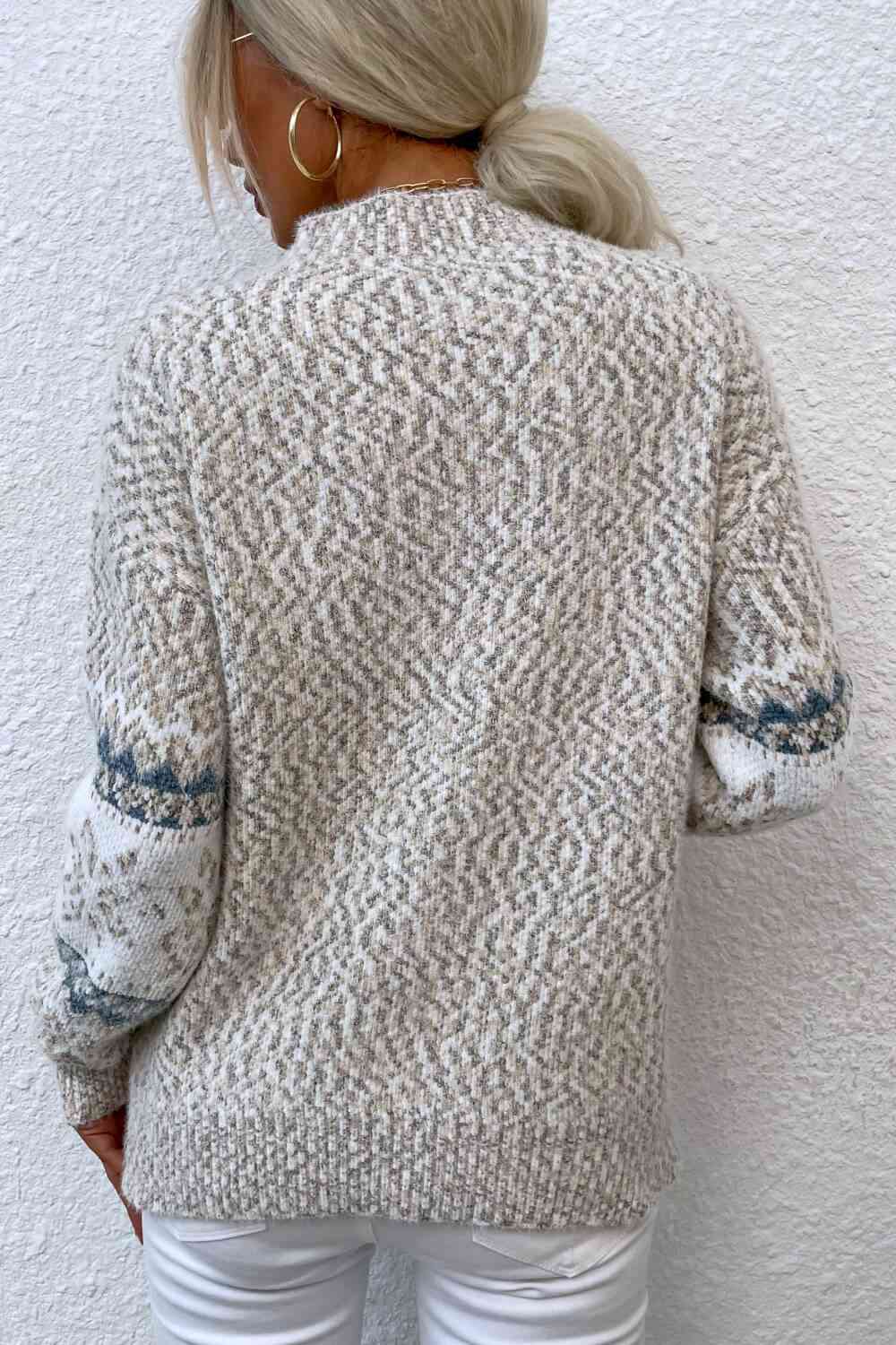 Snowflake Pattern Mock Neck Sweater - Deals DejaVu