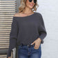 Full Size Horizontal Ribbing Dolman Sleeve Sweater