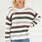 Striped Openwork Dropped Shoulder Sweater