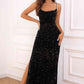 Sequin Backless Split Maxi Dress (BWM) T - Deals DejaVu