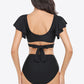 Two-Tone Flutter Sleeve Tied Two-Piece Swimsuit (TB13D) T