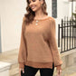 Round Neck Ribbed Trim Sweater - Deals DejaVu