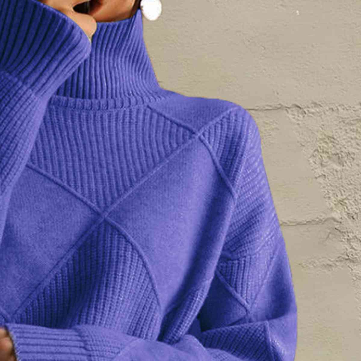 Geometric Turtleneck Long Sleeve Sweater - Deals DejaVu