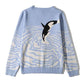Printed V-Neck Long Sleeve Sweater - Deals DejaVu