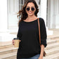 Round Neck Ribbed Trim Sweater - Deals DejaVu