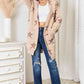 Double Take Star Pattern Open Front Longline Cardigan