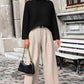Mock Neck Dropped Shoulder Pullover Sweater