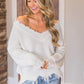 Frayed Hem Dropped Shoulder Sweater - Deals DejaVu