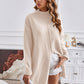 Exposed Seam Mock Neck Slit Sweater - Deals DejaVu