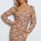 Floral Long-Sleeve Bodycon Dress (BWD)(WS06)T