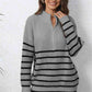 Mock Neck Long Sleeve Zip-Up Sweater