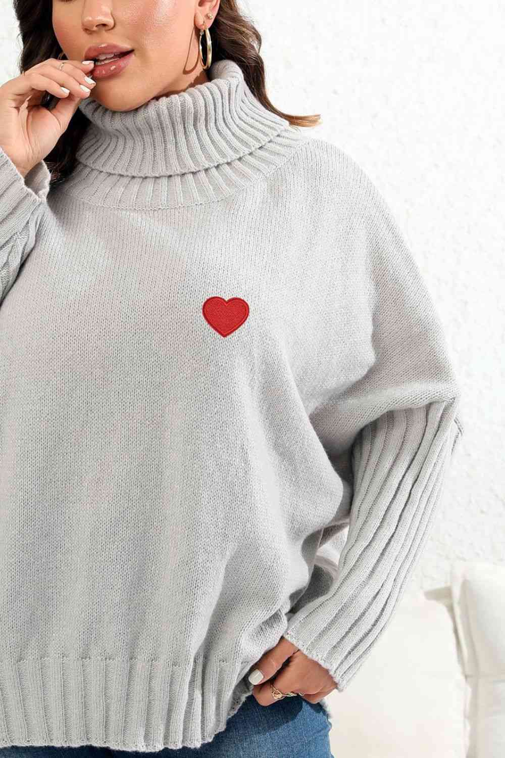 Plus Size Turtle Neck Long Sleeve Sweater - Deals DejaVu