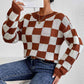 Checkered Round Neck Sweater - Deals DejaVu