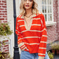Striped Johnny Collar Sweater - Deals DejaVu