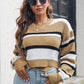 Striped Round Neck Cropped Sweater