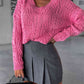 V-Neck Cable-Knit Long Sleeve Sweater