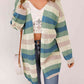 Full Size Striped Long Sleeve Openwork Cardigan