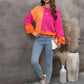 Color Block Round Neck Dropped Shoulder Sweater