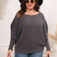 Full Size Boat Neck Batwing Sleeve Sweater