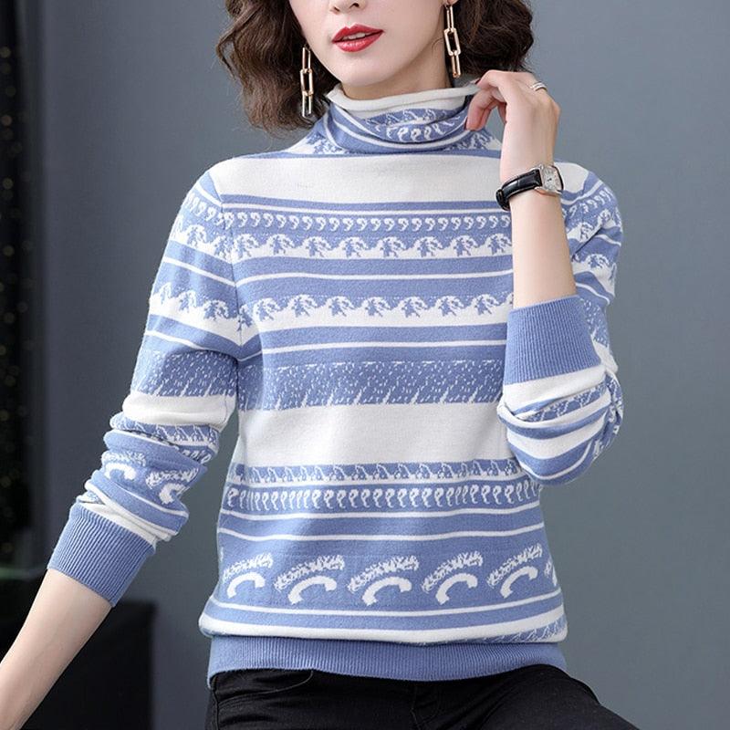 Gorgeous 98% Pure Woolen Women's Sweater - Thick Turtleneck Vintage Ugly Sweaters - Fashion Loose Knit Tops (D23)(D20)(TB8C)(TP4)(BCD4)
