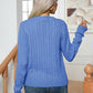 Cable-Knit Round Neck Long Sleeve Sweater