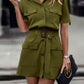 Tie Waist Collared Dress (MWBT) T - Deals DejaVu